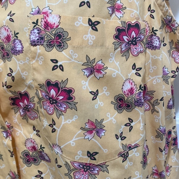 Chamonix Yellow French floral sleeveless button down small - Picture 3 of 6